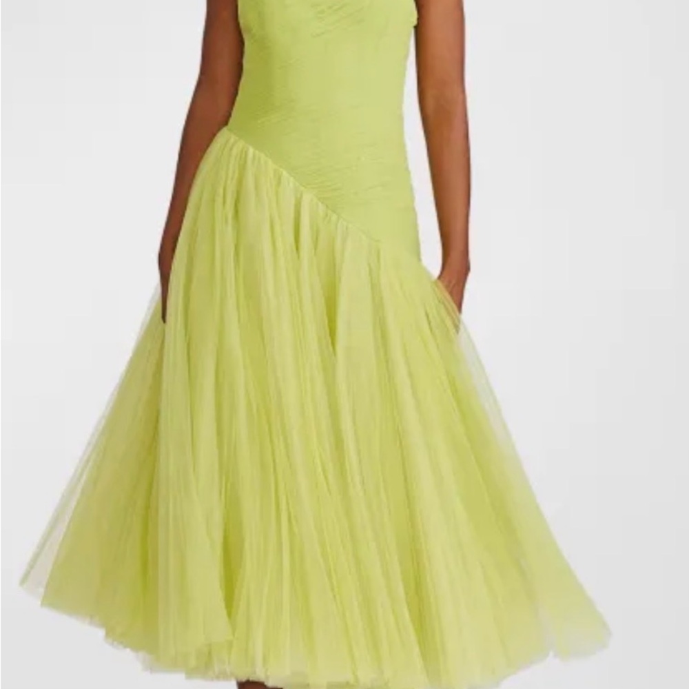 Zac Posen Asymmetrical Lime Dress